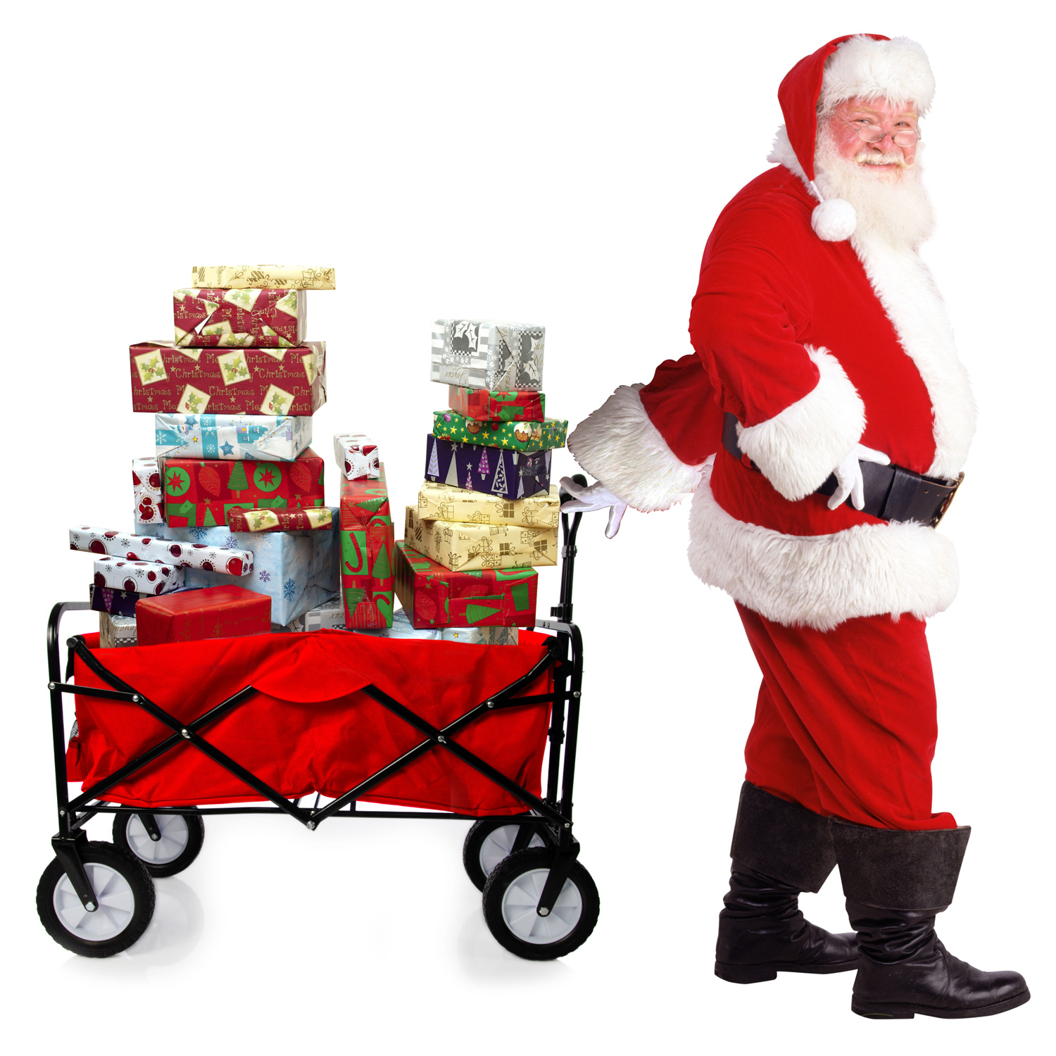 SANTA RED GARDEN TROLLY CART