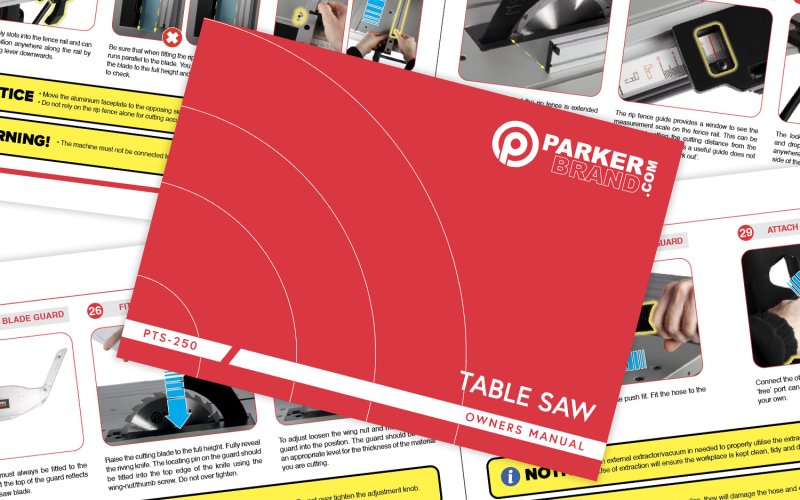 NEW Manual for ParkerBrand PTS-250 Table Saw
