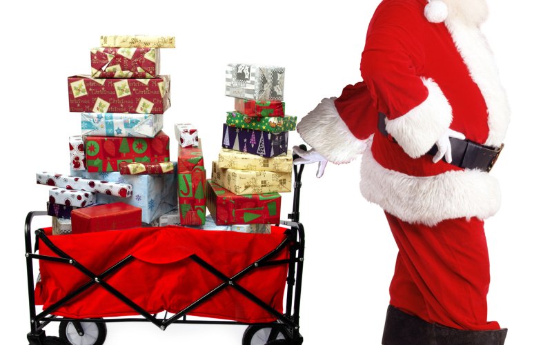 SANTA RED GARDEN TROLLY CART