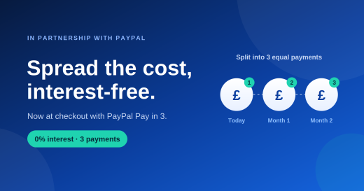 Spread the cost, interest-free: we've partnered with PayPal Pay in 3