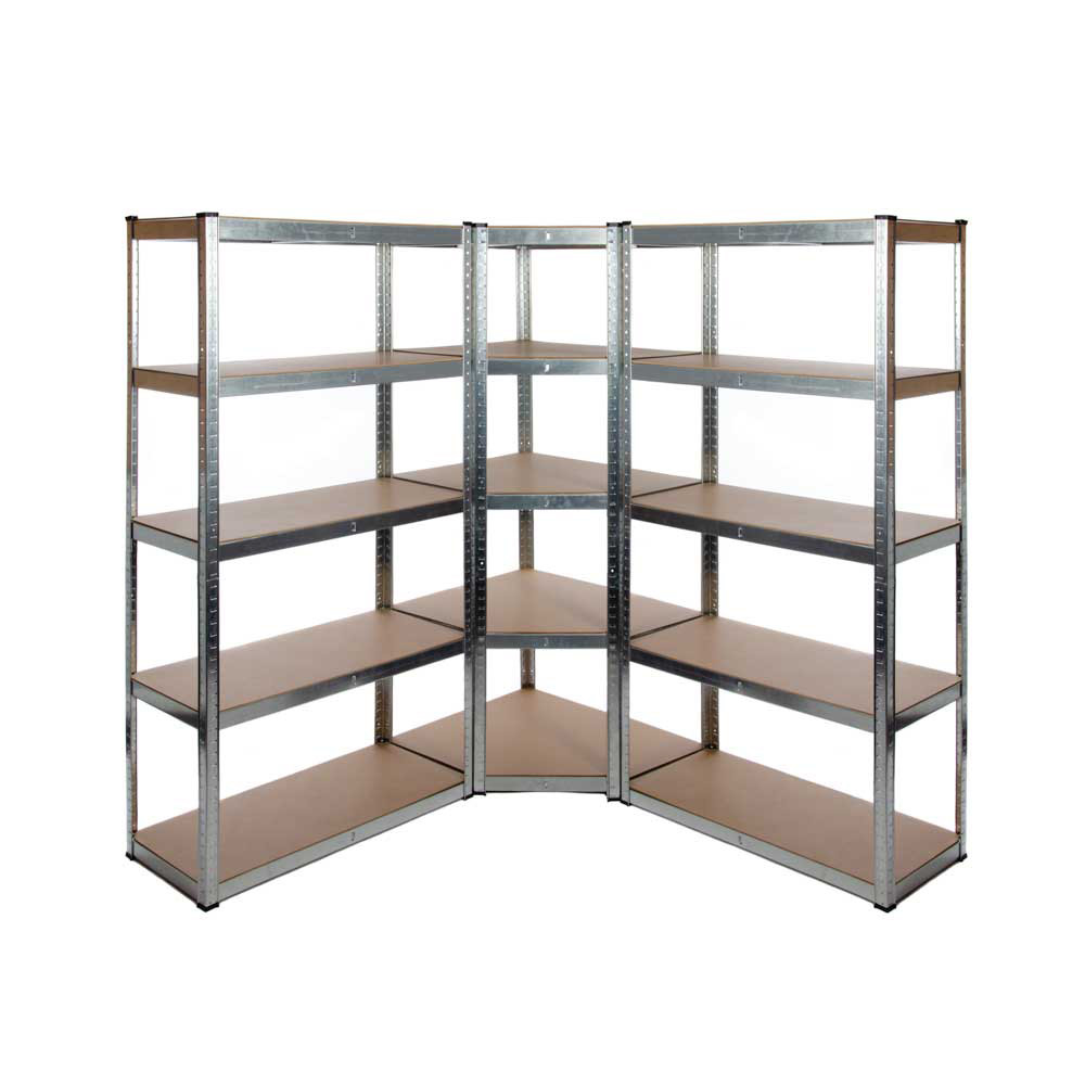 Galvanised Garage Shelving Corner Unit 3 Pack (175KG) Boltless