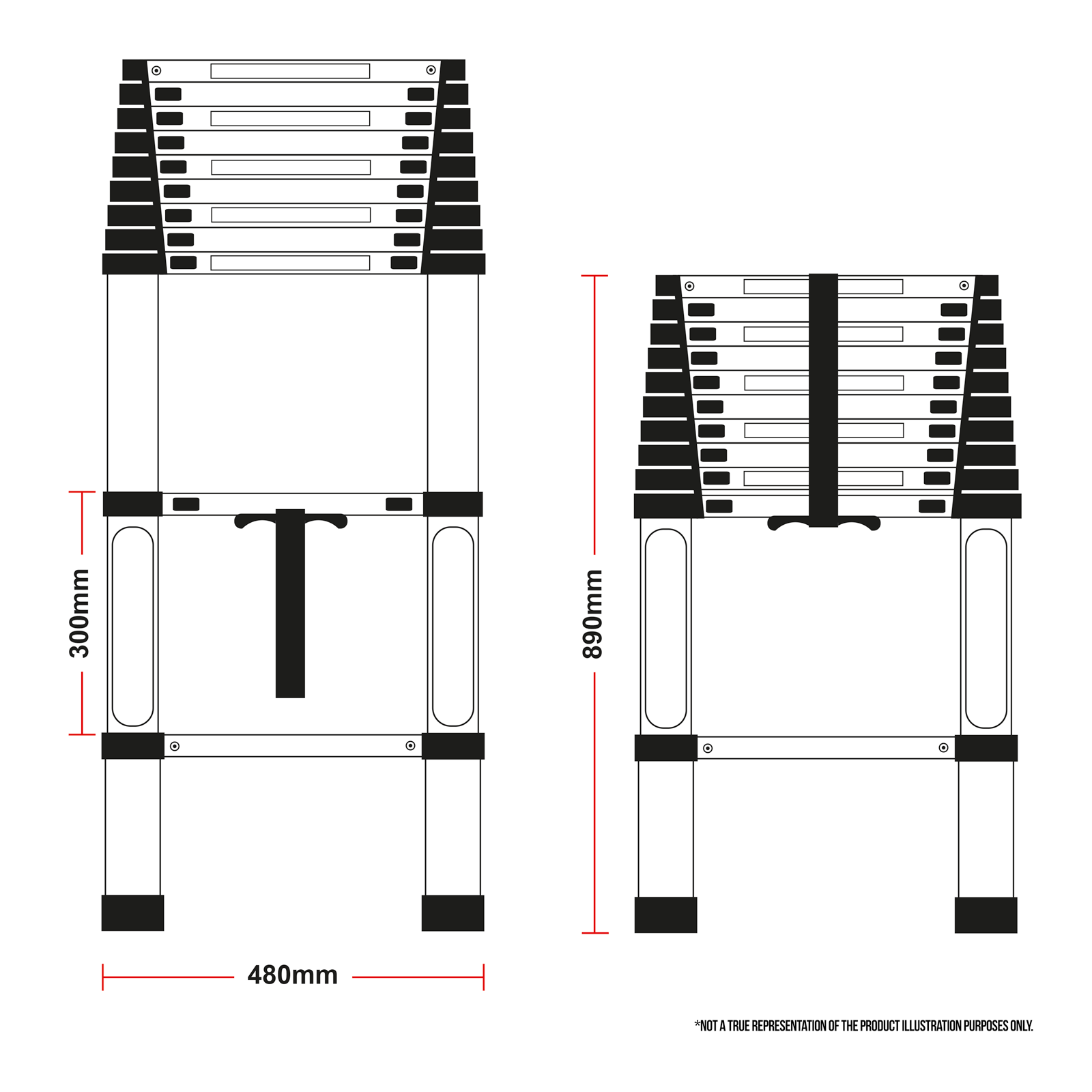 Telescopic 3.8M Aluminium DIY Foldable Extendable Builders Multi