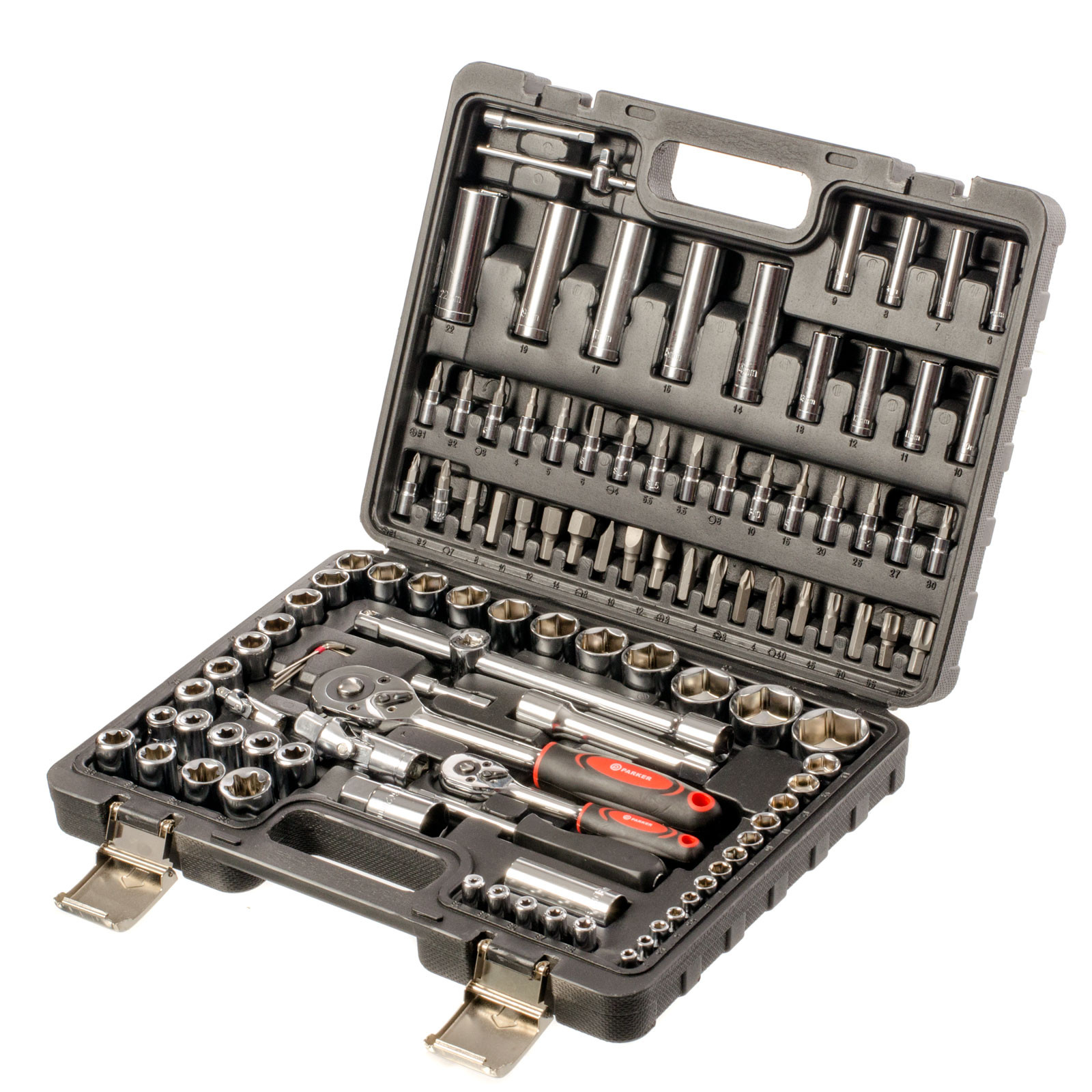 108 Piece 1/4" & 1/2" DR Socket Set, Torx & Torque Wrench ParkerBrand