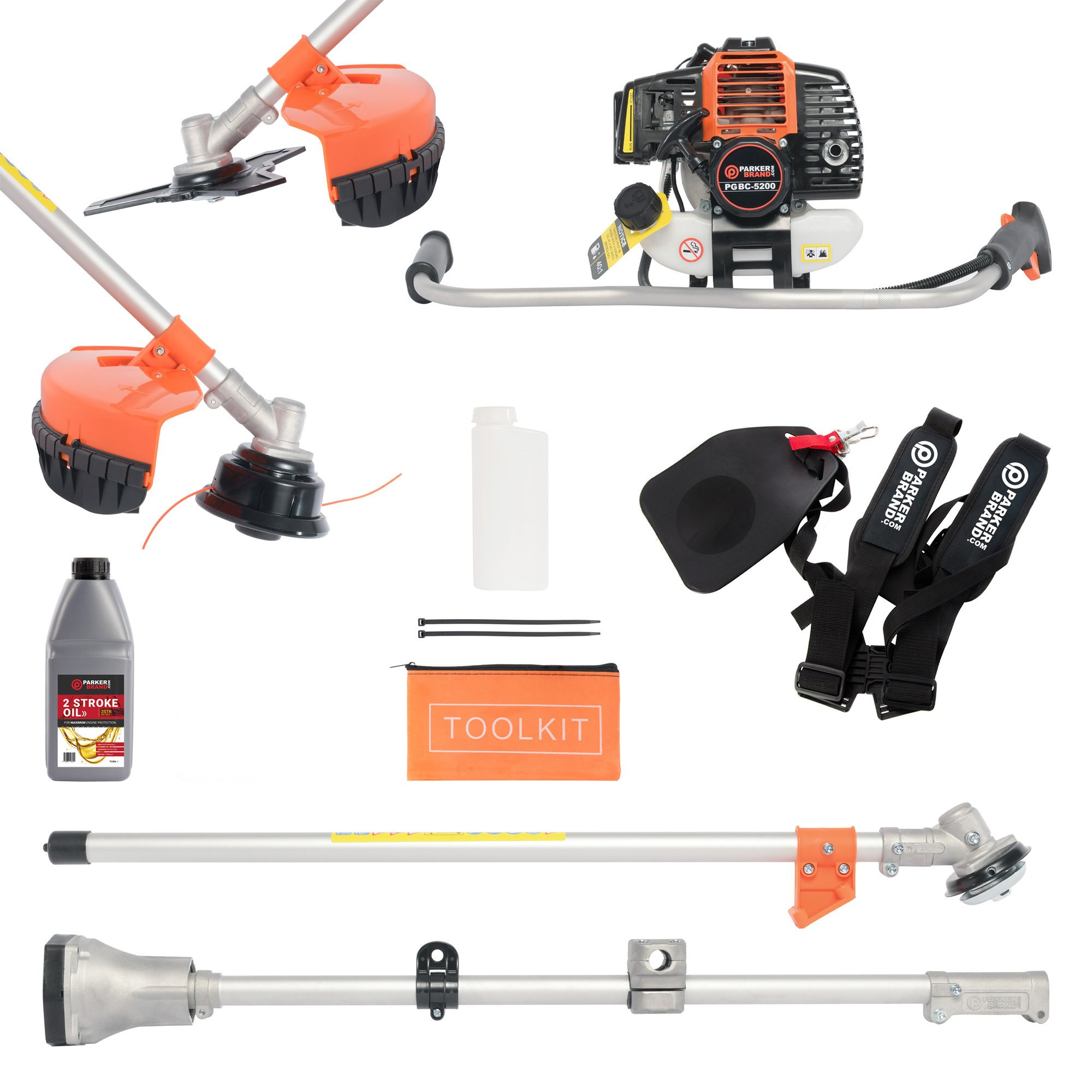 52cc Petrol Garden Brush Cutter, Grass Trimmer + Oil ParkerBrand