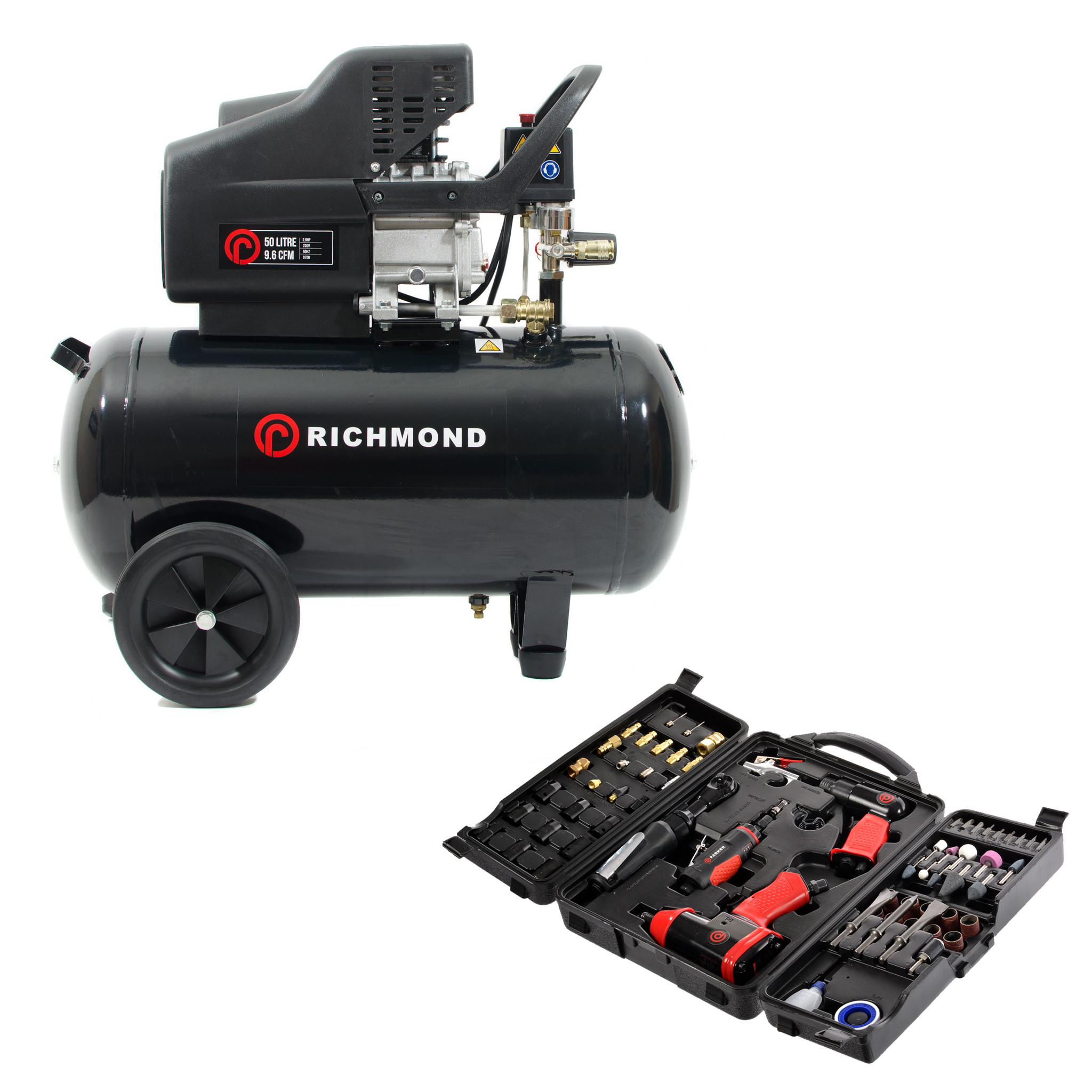 50 Litre Air Compressor 9.6 CFM & Tool Kit Package ParkerBrand