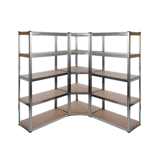 Galvanised Garage Shelving Corner Unit 3 Pack (175KG) - Boltless