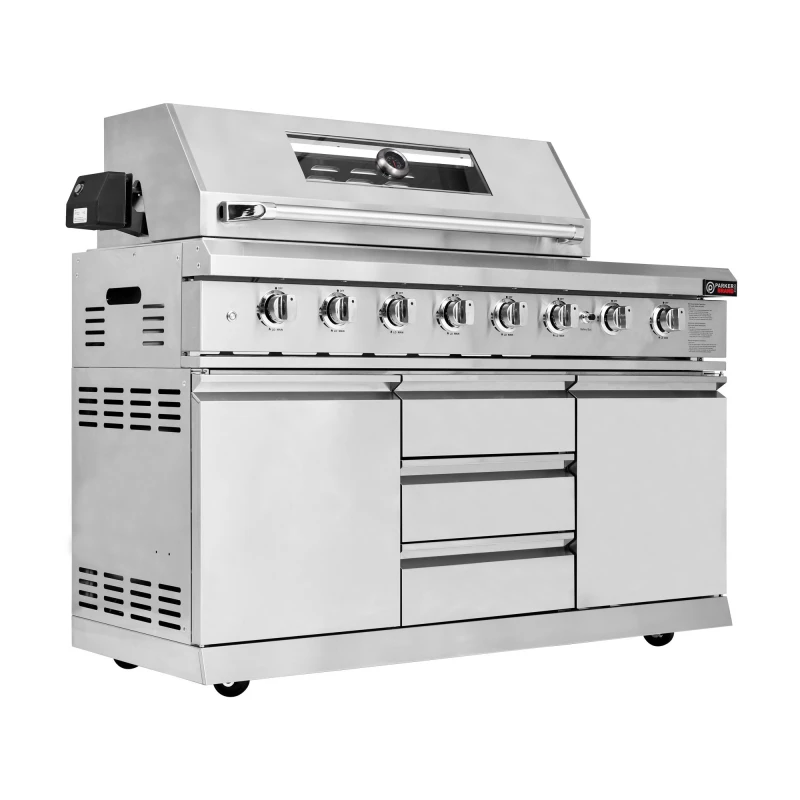 Stainless Steel 6+1 Burner Gas BBQ Grill with Side Burner – Outdoor Kitchen Barbecue
