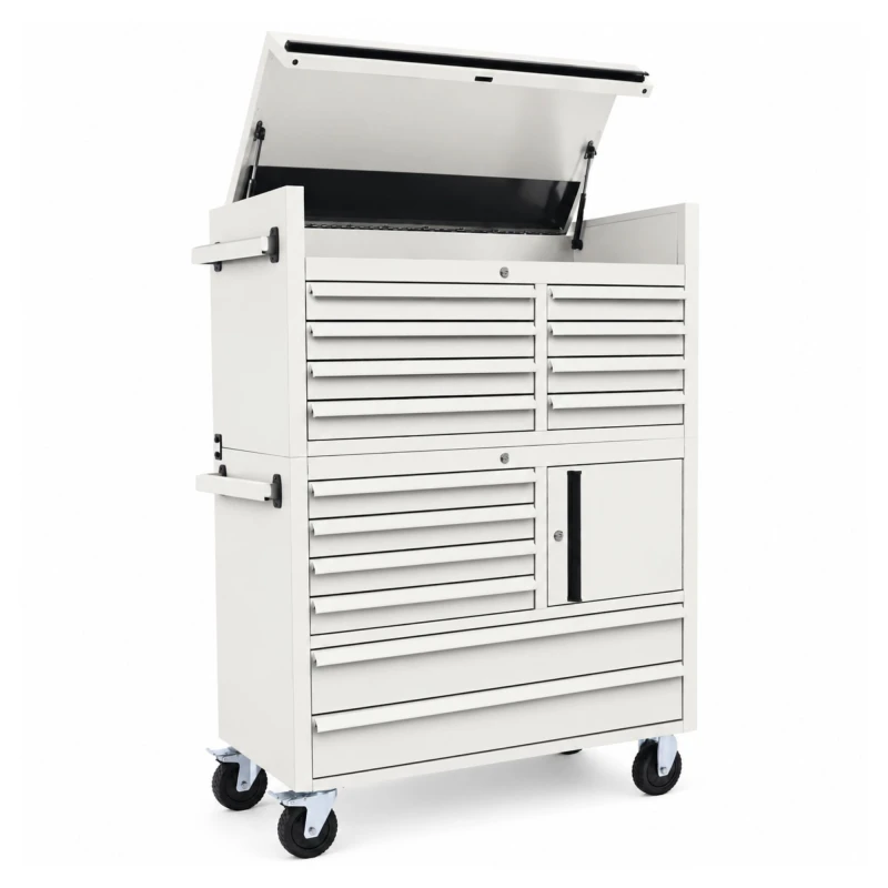 41" Cloud Dancer White 14 Drawer Roller Tool Cabinet Heavy Duty Mobile Tool Chest