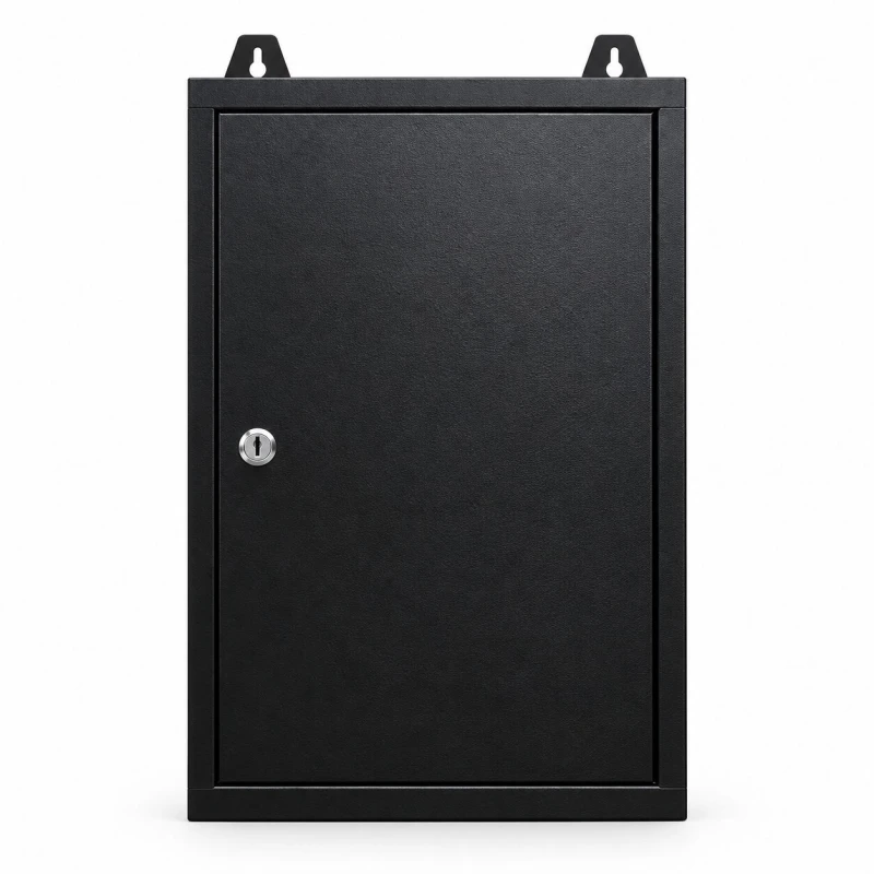 Steel Wall Cabinet – Single Door – Black Powder Coated – 420 x 200 x 600mm