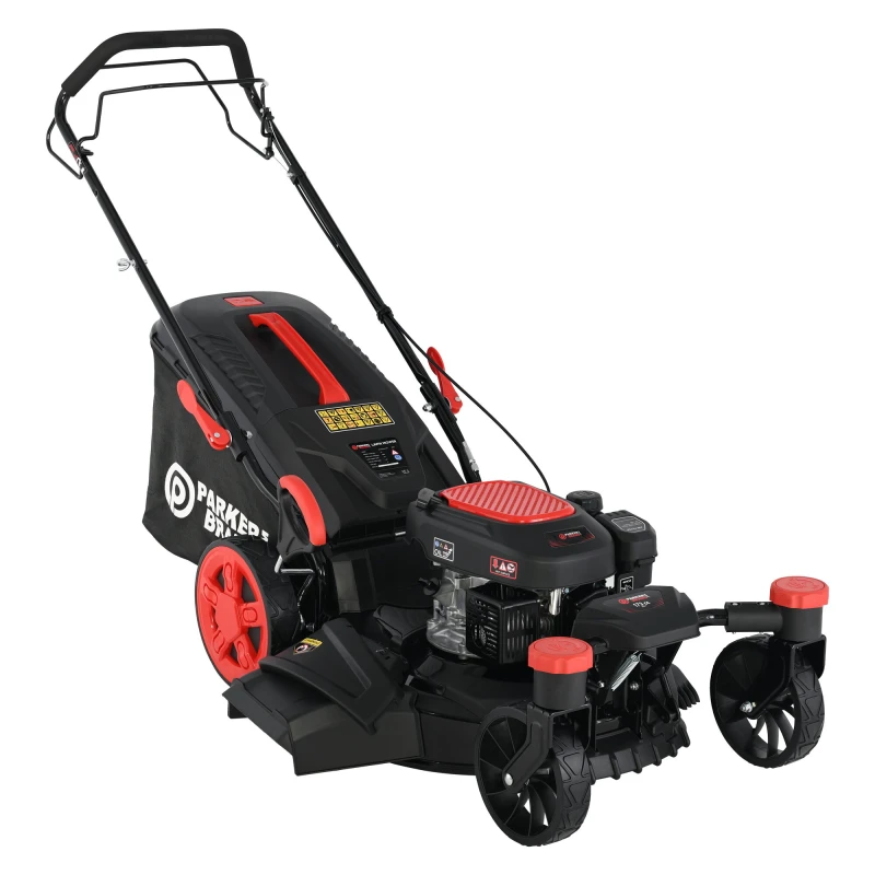 ParkerBrand 21" 0-Turn Self-Propelled Petrol Lawn Mower – 175cc Engine, Easy Manoeuvrable 4-Wheel Design