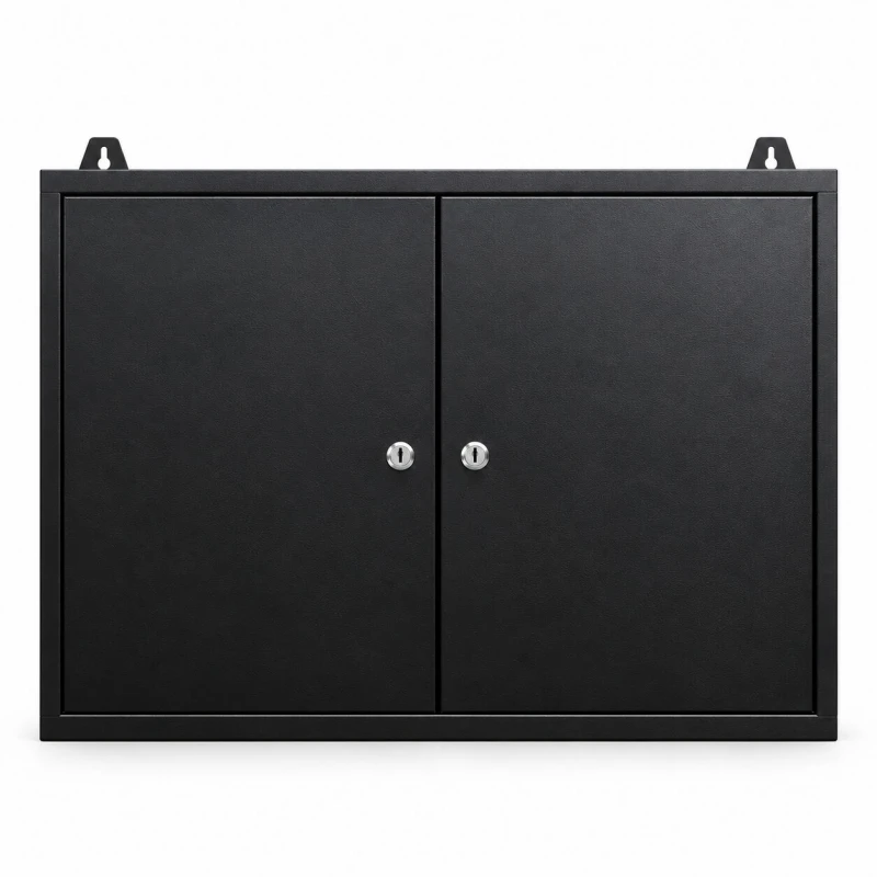 Steel Wall Cabinet – Double Door – Black Powder Coated – 800 x 200 x 600mm