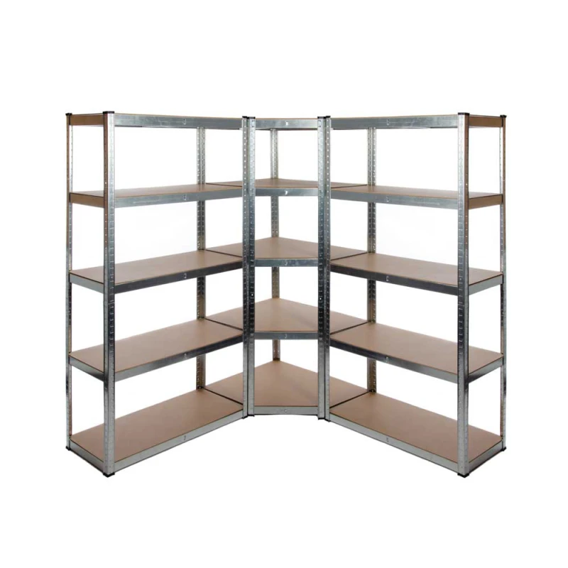 Galvanised Garage Shelving Corner Unit 3 Pack (175KG) - Boltless