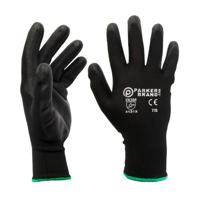 Black Nylon Nitrile Coated Safety Work Gloves – Small Size, Grip & Protection x1