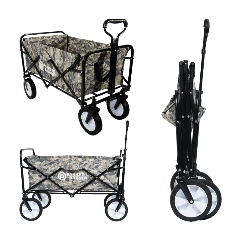 Foldable Garden Hand Cart – Heavy-Duty, Portable & Versatile Trolley (Grey Digital Camouflage)