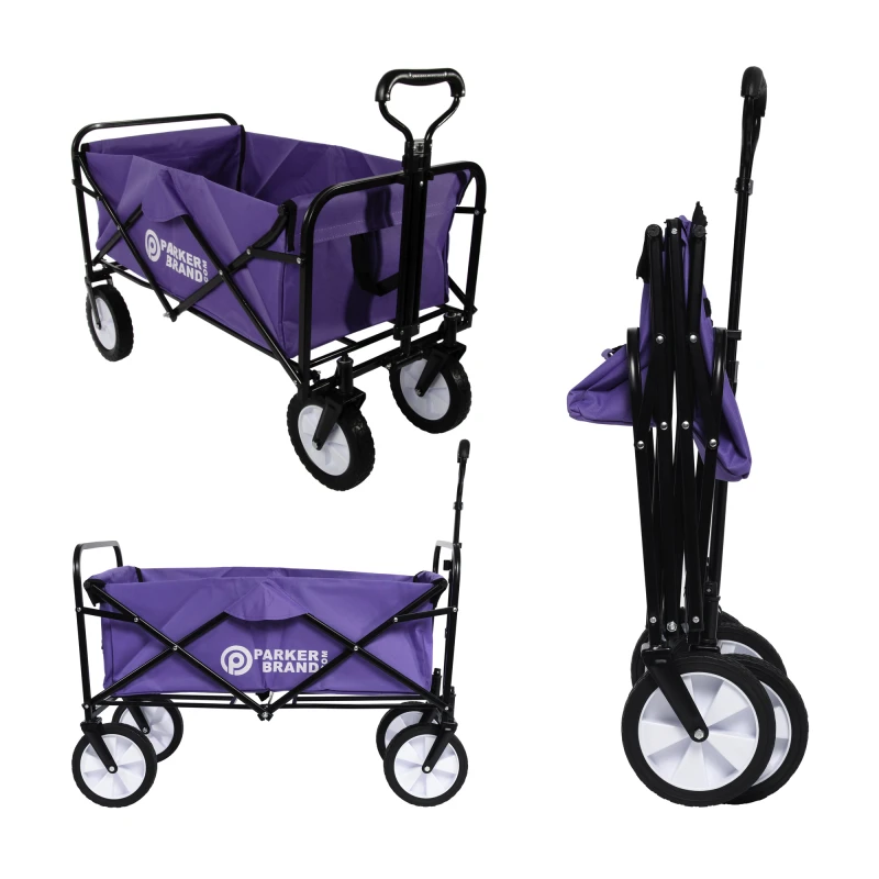 Heavy Duty Foldable Garden Trolley Cart Wagon - Lilac