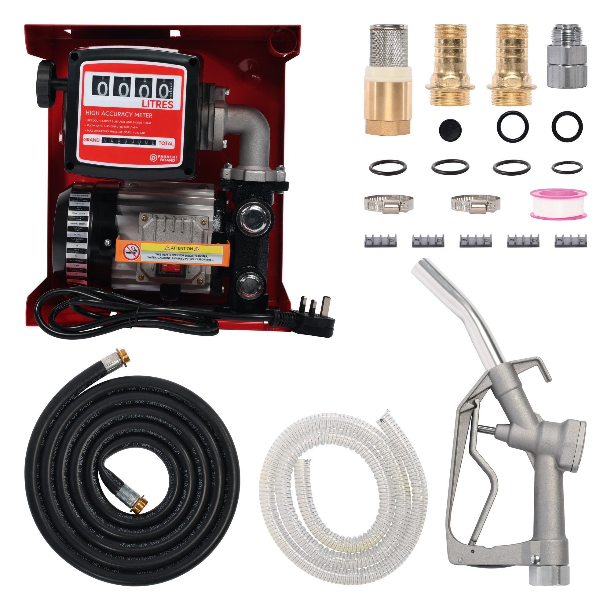 230V Wall Mounted Diesel Transfer Fuel Pump Kit With Fuel Meter