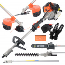 52cc Petrol Multi Function 5 in 1 Garden Tool - Brush Cutter, Grass Trimmer, Chainsaw, Hedge Trimmer & More