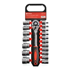 ParkerBrand 19pc 1/2" Socket Set CRV – Heavy Duty Ratchet & Metric Sockets Kit