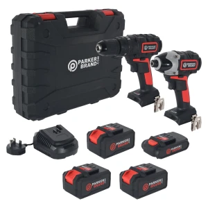 18V Cordless Drill & Impact Driver Twin Set – 3.0Ah & 1.3Ah Batteries + Extra 2 x 3.0Ah Batteries