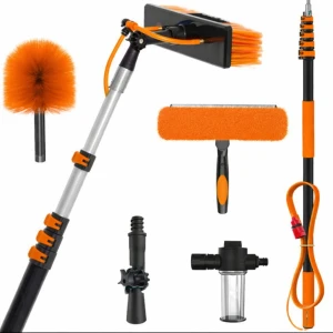 Telescopic Window Cleaning Kit 10m Water Fed Pole Brush Squeegee Set