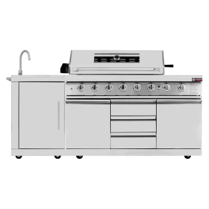 Stainless Steel 6 Burner Outdoor Kitchen BBQ Set with Sink, Side Burner, Back Burner & Rotisserie