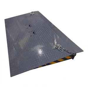 Heavy Duty Steel Shipping Container Ramp – Grey with Safety Edge Markings