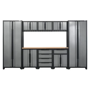3.3m Heavy-Duty Steel Tool Cabinet System with Wooden Workbench – Professional Garage & Workshop Storage Set