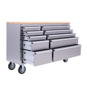 55" Stainless Steel 10 Drawer Roller Tool Cabinet Mobile Tool Chest