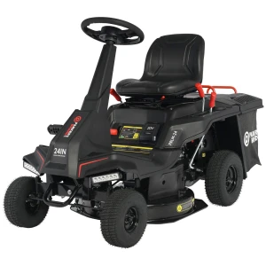 Ride-On Petrol Lawn Mower, 24" Compact With Catch Box, Grass Box, Adjustable Height,  4-Gears plus reverse