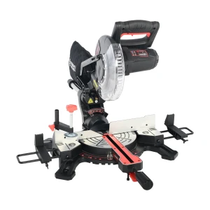ParkerBrand 210mm Sliding Compound Single Bevel Mitre Saw with Laser Guide, Dust Bag, Extension Bars & Wood Clamp