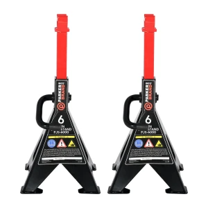 6 Ton Axle Stands 6,000kg Lifting capacity Min/Max Lifting Height 400/605mm Adjustable height Angled teeth design for positioning Locking lever