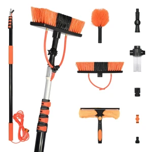 Telescopic Window Cleaning Kit 10m Water Fed Pole Brush Squeegee Set