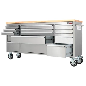 72" Stainless Steel 15 Drawer | Mobile Workbench with Storage | Tool Box | Cabinet