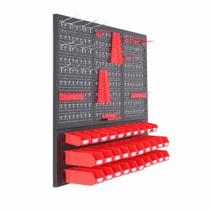 Heavy Duty Pegboard Wall Storage System with 22 Hooks & 30 Bins