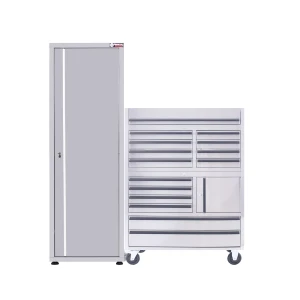 41" Stainless Steel Roller Tool Cabinet + 24" Tall Stainless Steel Storage Cabinet