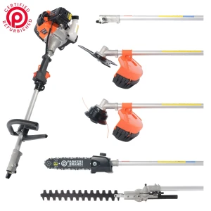 Certified Refurbished 52cc 5-in-1 Multi-Function Garden Tool – Petrol Brush Cutter, Grass Trimmer, Hedge Trimmer, Pruner