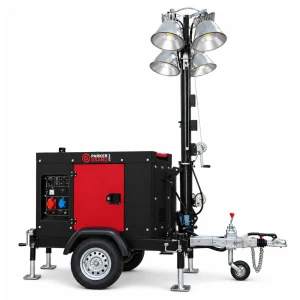 Towable Mobile Light Tower – 4.8m Telescopic Mast with 4 x 1000W Site Lights