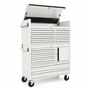 41" Cloud Dancer White 14 Drawer Roller Tool Cabinet Heavy Duty Mobile Tool Chest