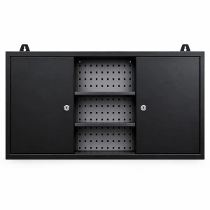 Large Steel Wall Cabinet – Black Powder Coated – 1200 x 200 x 600mm