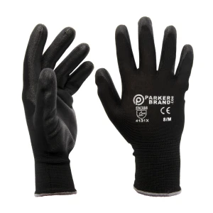 Black Nylon Nitrile Coated Safety Work Gloves – Medium Size, Grip & Protection x1