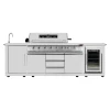 6 Burner Outdoor Kitchen BBQ Set with Built-In Fridge, Sink, Side Burner, Back Burner & Rotisserie – Stainless Steel 3 Piece Garden Kitchen
