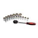 ParkerBrand 19pc 1/2" Socket Set CRV – Heavy Duty Ratchet & Metric Sockets Kit