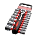 ParkerBrand 19pc 1/2" Socket Set CRV – Heavy Duty Ratchet & Metric Sockets Kit