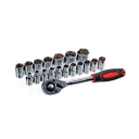 ParkerBrand 19pc 1/2" Socket Set CRV – Heavy Duty Ratchet & Metric Sockets Kit