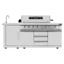 Stainless Steel 6 Burner Outdoor Kitchen BBQ Set with Sink, Side Burner, Back Burner & Rotisserie