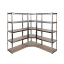 Galvanised Garage Shelving Corner Unit 3 Pack (175KG) - Boltless
