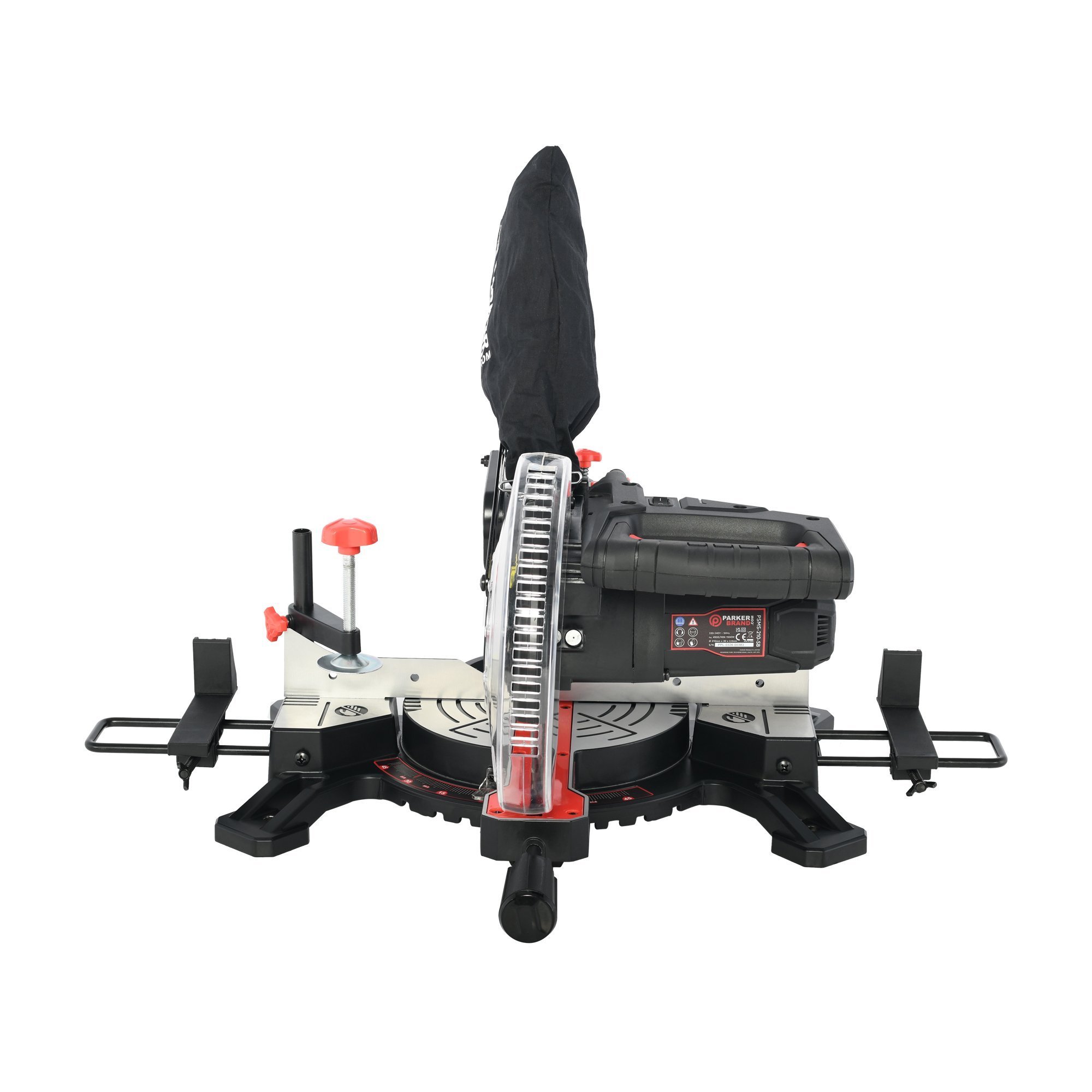 ParkerBrand 210mm Sliding Compound Single Bevel Mitre Saw with Laser Guide, Dust - Thumbnail 4