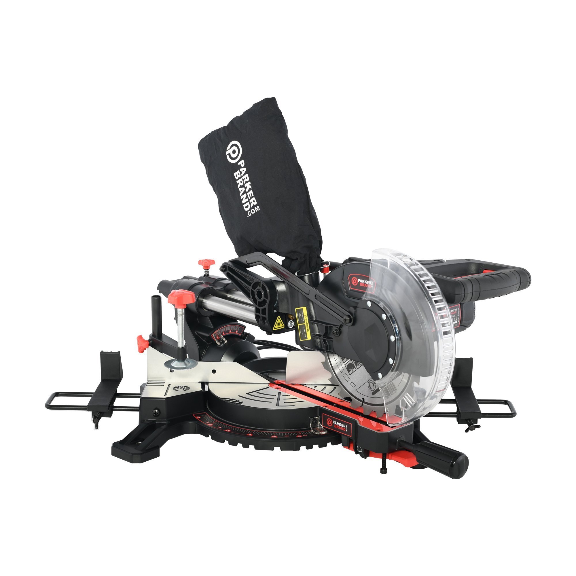 ParkerBrand 210mm Sliding Compound Single Bevel Mitre Saw with Laser Guide, Dust - Thumbnail 5