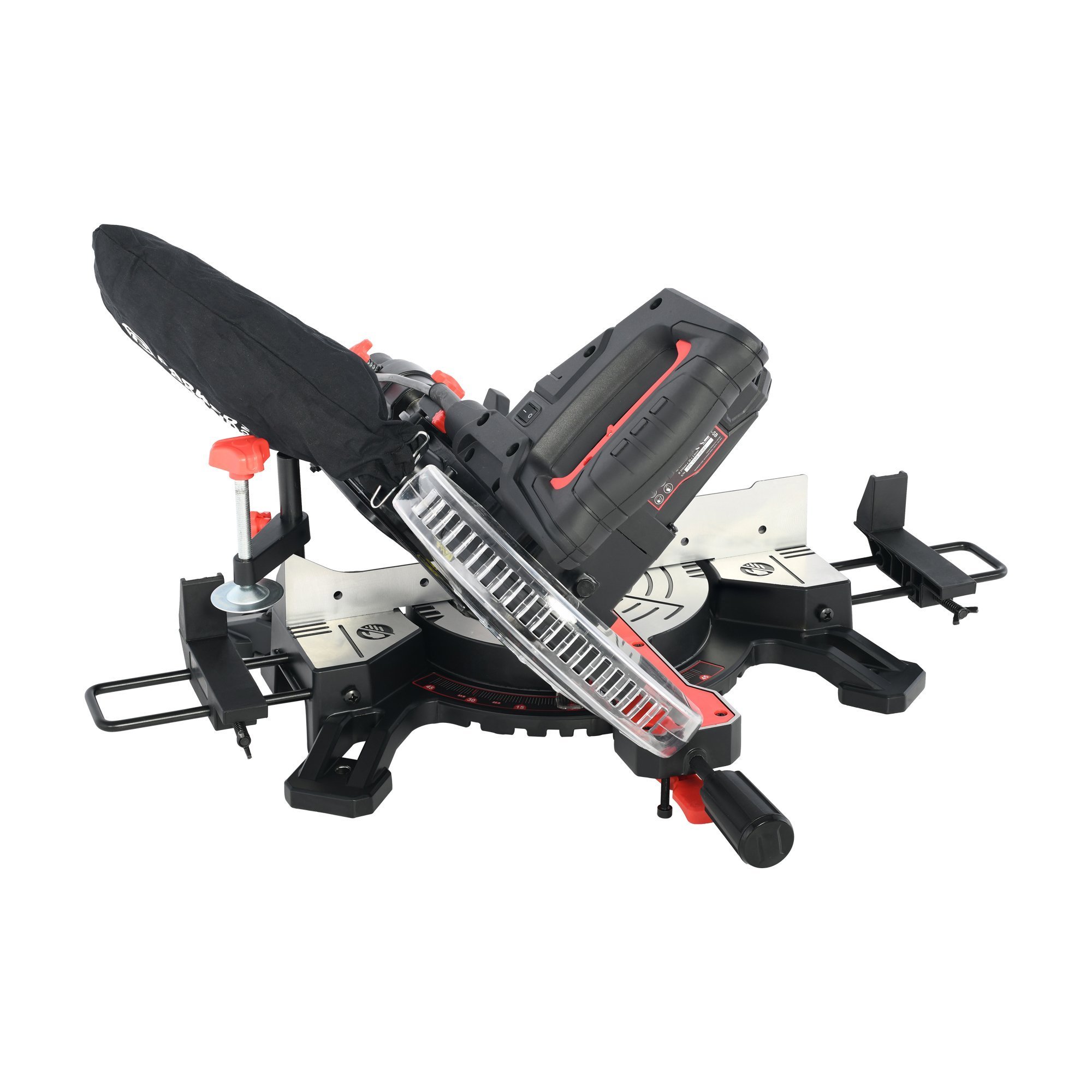 ParkerBrand 210mm Sliding Compound Single Bevel Mitre Saw with Laser Guide, Dust - Thumbnail 6