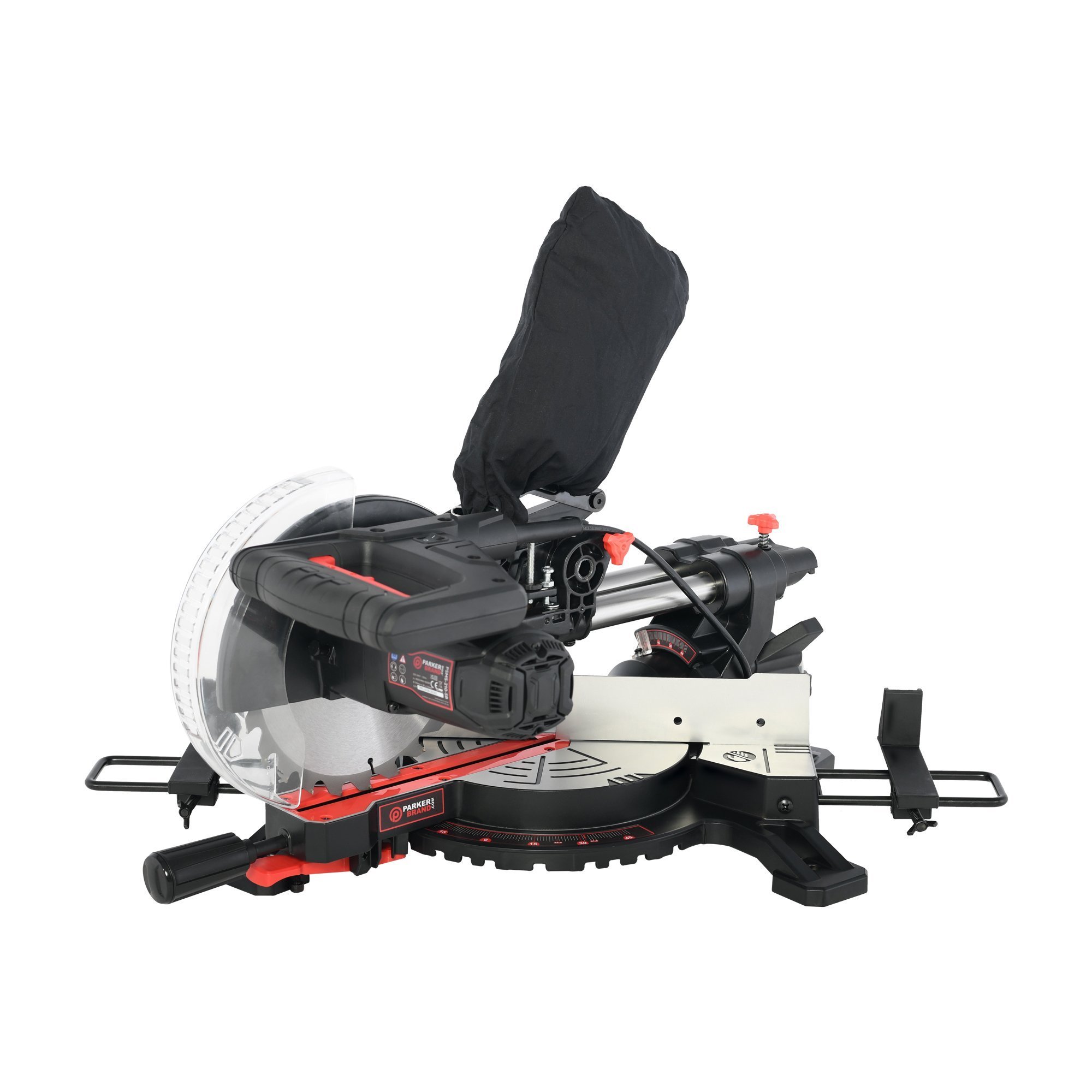 ParkerBrand 210mm Sliding Compound Single Bevel Mitre Saw with Laser Guide, Dust - Thumbnail 7